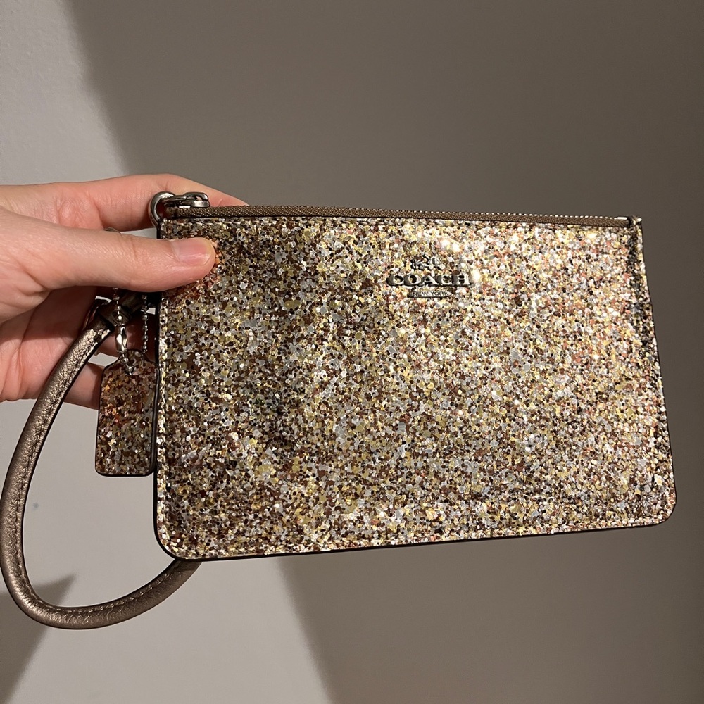 Coach Gold Glitter Wristlet